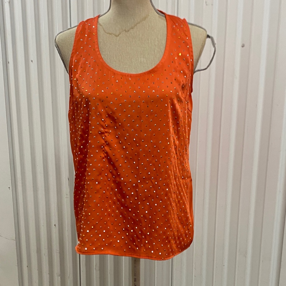 Studded Orange Satin Tank Top